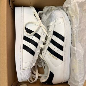 Adidas Superstar J White and Black Shoes